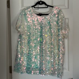 Women’s Torrid ABBEY SEQUIN TOP White Size 1, 14-16 NWT